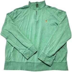 Polo Ralph Lauren Shirt Men Size M Green 1/4 Zip Pony Preppy Y2K Retro Quiet Lux
